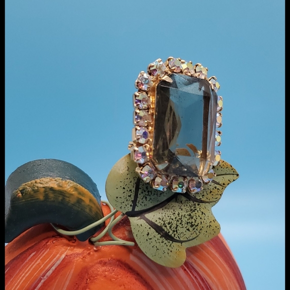 Vintage Smoky Amber Aurora Borealis Rhinestones prong set brooch or pendant - Picture 5 of 5